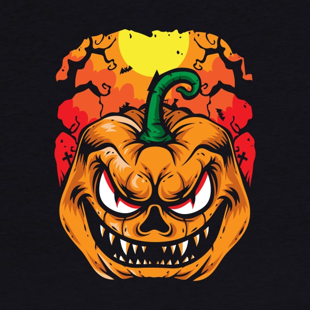 Creepy Jack O Lantern Pumpkin Halloween by Halloween Merch